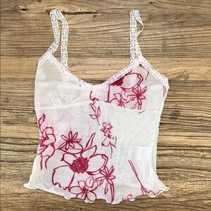 Floral Lace Trim Tank Top
